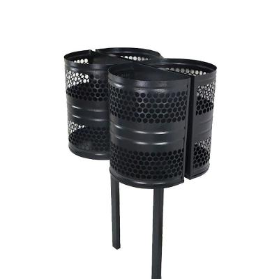 Lixeira Polônia 4 Cestos 150L Aço Carbono 120cm Preta Santa Edwirges