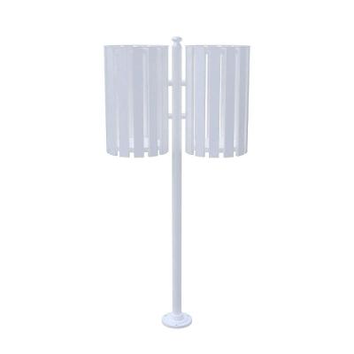 Lixeira de Rua Dupla Tubular 151cm Metal Área Externa Branca