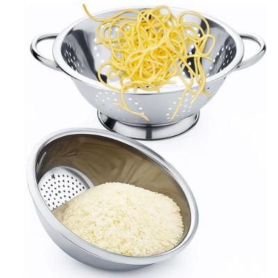 Kit Escorredor de Macarrão e Arroz 2 Peças Aço Inox 20cm com Alças Ergonômicas Docesar