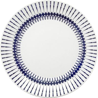 Kit 4 Pratos Rasos Colb 26cm Ceramica Geometrico Azul para Mesa Posta Biona