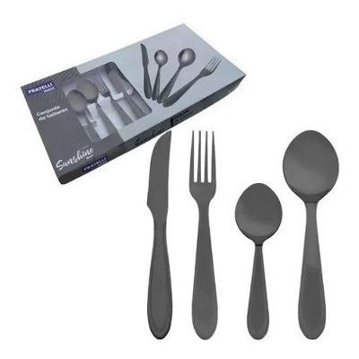 Kit Faqueiro 24 Peças Sunshine Aço Inox Black para Mesa Posta Preto Fratelli Inox
