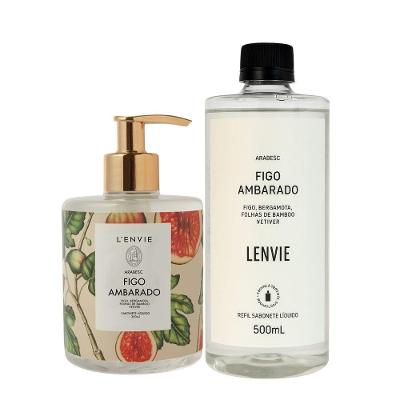 Kit Sabonete Liquido Figo Ambarado Arabesc Frutal 350ML e 500ML L'envie
