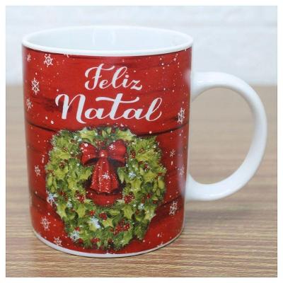 Kit 6 Canecas de Natal 350ML Ceramica para Cafe Decoracao Mesa Festiva Multicor
