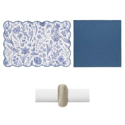 Kit de Mesa Posta 4 Lugares Fiorelle Gardênia com Jogo Americano e Guardanapo Copa & Cia