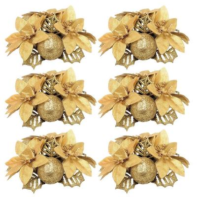 Kit 6 Porta Velas Castiçal Decorado Natalino Luxo Dourado 10cm Yangzi