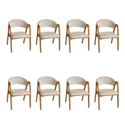 Kit 6 Cadeiras Valentina Madeira Maciça Veludo Bege para Sala de Jantar Ideal Decor