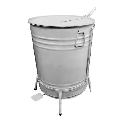 Lixeira Tambor Aço Inox com Suporte 70L Abertura com Pedal Branca Santa Edwirges