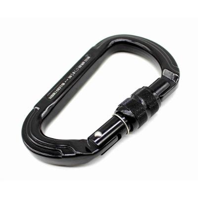 Mosquetão Sideup Alumínio D Trava Rosca Keylock 30kn Preto