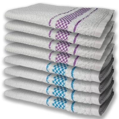 Kit 8 Panos de Prato Atoalhado Felpudo Premium 100% Algodão Cozinha Azul e Roxo Toalhas Beka