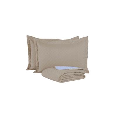 Kit Cobre Leito Casal Comfort 3 Peças Microfibra Matelado Cáqui Valle Distribuidora