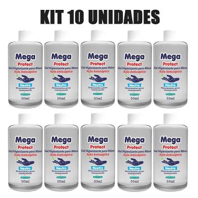 Alcool Em Gel 50ml 10 Uni Para Maos Higienizador De Bolso