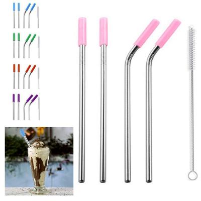 Canudos Aço Inox Milk Shake Silicone 7mm Kit 4 Reutilizaveis