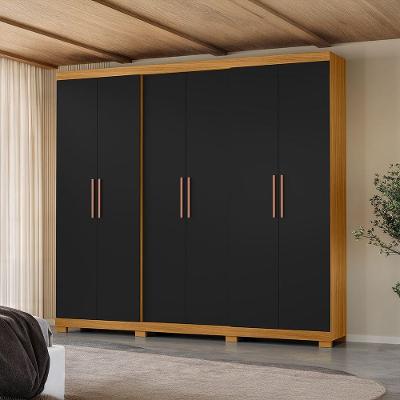 Guarda-Roupa Casal SSX Multicoisas 6 Portas 4 Gavetas MDP Carvalho Americano Preto