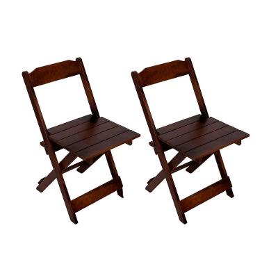 Kit 2 Cadeiras Dobráveis Bar Estrutura Madeira Maciça Imbuia Loja Doce Lar