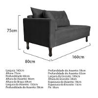 Kit Diva Recamier Azura 160Cm Lado Direito E 02 Poltronas Linho - Doce Sonho Móveis Cinzaescuro