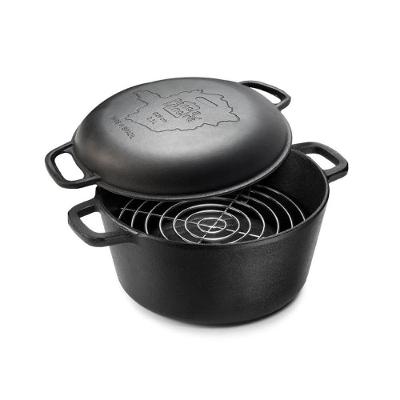 Panela Defumação mg Caçarola Ferro Fundido Preto Fosco 8,1L com Grelha e Placa Panela Mineira