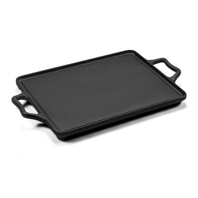 Chapa de Ferro Fundido Chapa Lisa Retangular Grelhar Ferro Fundido Base Lisa com Canaletas Preto