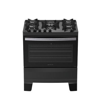 Fogão 5 Bocas Atlas Agile Up Glass Automático Mesa De Vidro Preto Bivolt