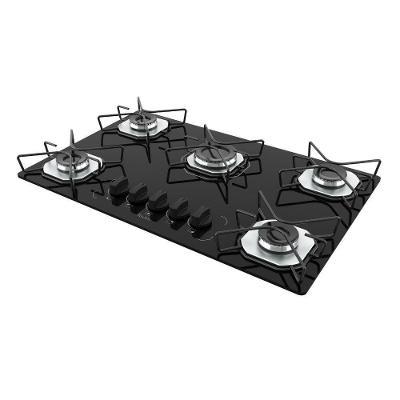 Cooktop a Gás Terim 5 Bocas Vidro Temperado com 6 Apoios Preto Bivolt