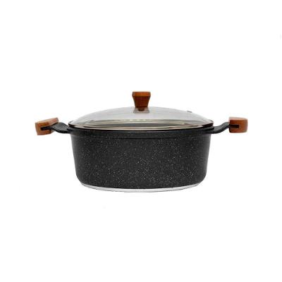 Caçarola Gourmet AM 16cm Granito Alumínio Antiaderente 1,2L Tampa de Vidro Javali