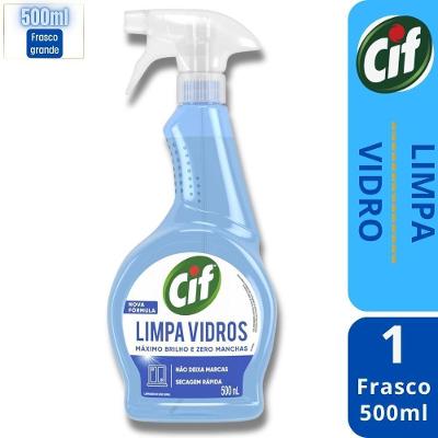 Limpador de Vidros Liquido Ultra Rapido Frasco 500ML Borrifador CIF