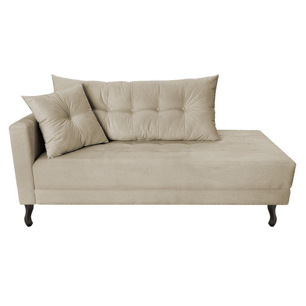 Kit Diva Recamier Azura 160Cm Lado Direito E 02 Poltronas Classic Suede - Doce Sonho Móveis Bege - 6