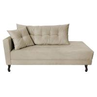 Kit Diva Recamier Azura 160Cm Lado Direito E 02 Poltronas Classic Suede - Doce Sonho Móveis Bege - 6