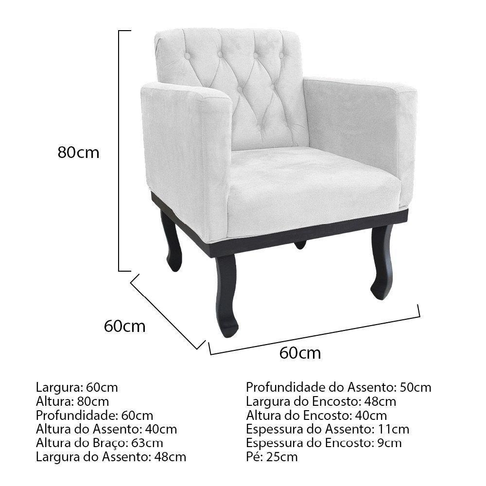 Kit Diva Recamier Azura 160Cm Lado Esquerdo E 02 Poltronas Classic Suede - Amarena Móveis Branco - 3