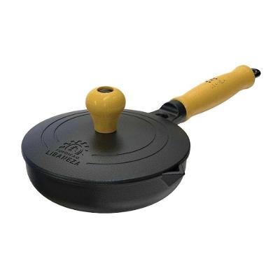 Frigideira Fast Egg Ferro Fundido Cabo Madeira 15CM Preta Libaneza