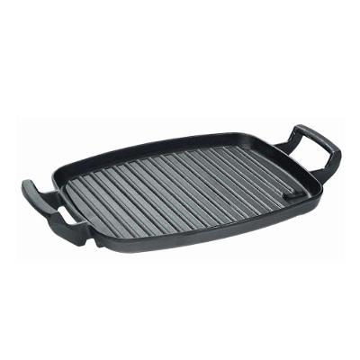 Chapa Grill Retangular Ferro Fundido Base Estriada 30x24cm Preta Panela Mineira