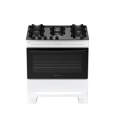 Fogão 5 Bocas Atlas Mônaco Top Glass Automático Mesa De Vidro Branco Bivolt