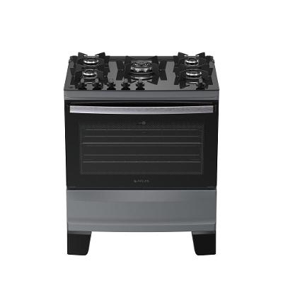 Fogão 5 Bocas Atlas Agile Up Glass Automático Mesa De Vidro Titanium Bivolt