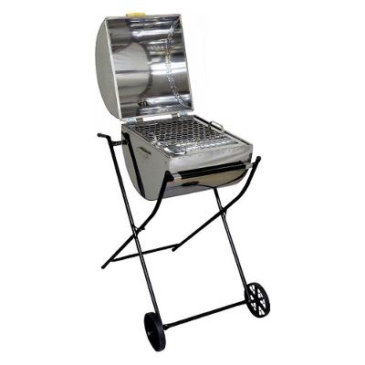 Churrasqueira a Carvão Portátil Aço Inox com Grelha e Carrinho Inox Ouro Minas