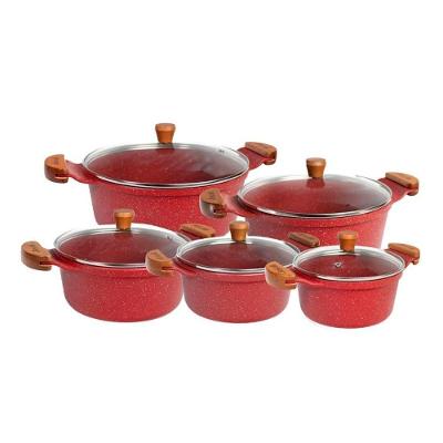 Jogo de Panelas Rubi Gourmet Alumínio Antiaderente 16 a 24cm Vermelho Javali