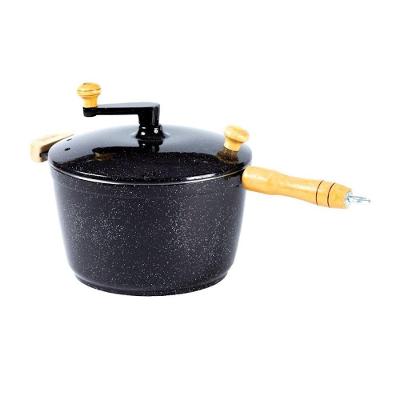 Pipoqueira Alumínio Fundido Manivela 5100ML 24CM Pipoca Doce e Salgada Preta Javali