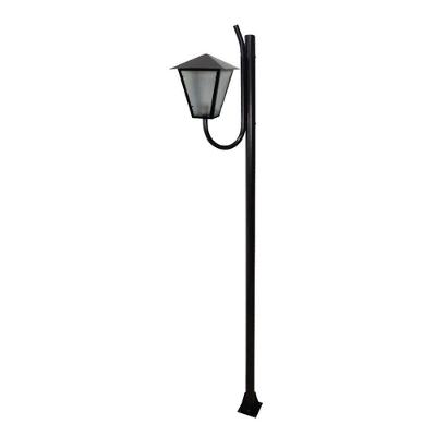 Poste de Jardim Luminária Romana Braço Curvo Colonial Preto Ouro Minas
