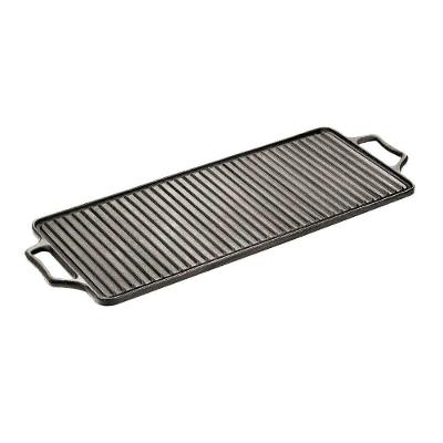 Chapa Estriada Retangular Ferro Fundido Alça 70x30cm Preto Panela Mineira