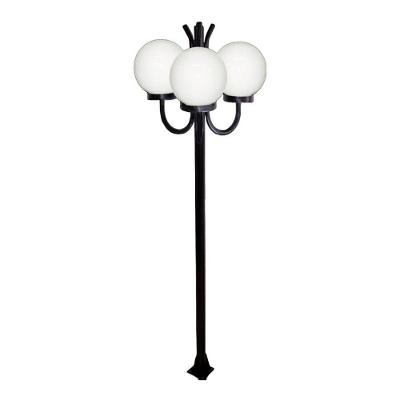 Poste Luminária Globo g Triplo Braço Curvo 200cm Preto Ouro Minas