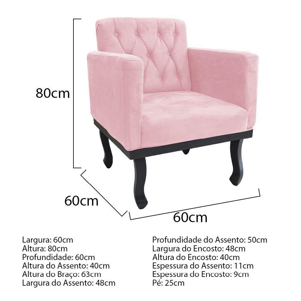 Kit Diva Recamier Azura 160Cm Lado Direito E 02 Poltronas Classic Suede - Doce Sonho Móveis Rosabebê - 3