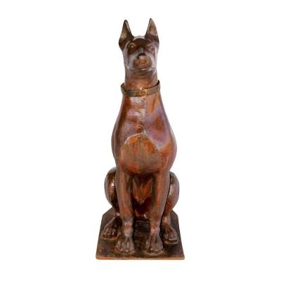 Escultura Decorativa Cachorro Doberman ECE39RIGB para Decoracao Envelhecido 90cm Rig Fundidos