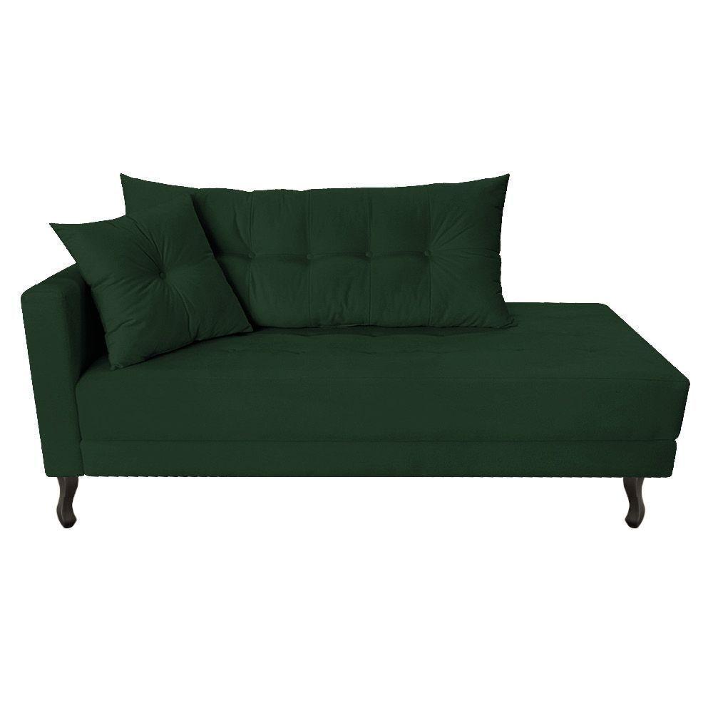 Kit Diva Recamier Azura 160Cm Lado Direito E 02 Poltronas Classic Suede - Doce Sonho Móveis Verde - 6