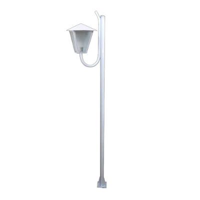 Poste de Jardim L044OM Luminária Romana Braço Curvo Branco 300cm Ouro Minas