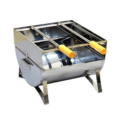 Churrasqueira a Carvão Portátil Fechada Inox com 2 Espetos Ouro Minas
