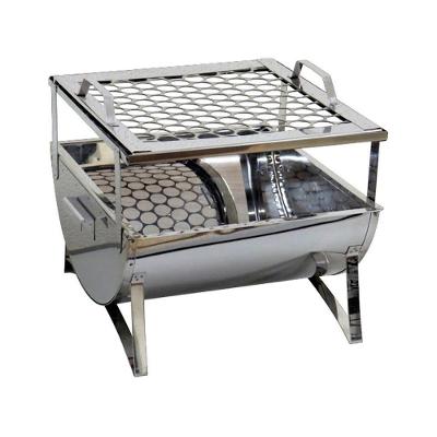 Churrasqueira Praia e Campo Aço Inox com Grelha 30x28x24cm Ouro Minas