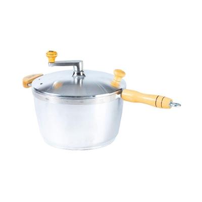 Pipoqueira Alumínio Fundido Polido com Manivela 5100ML 24CM Prata Javali