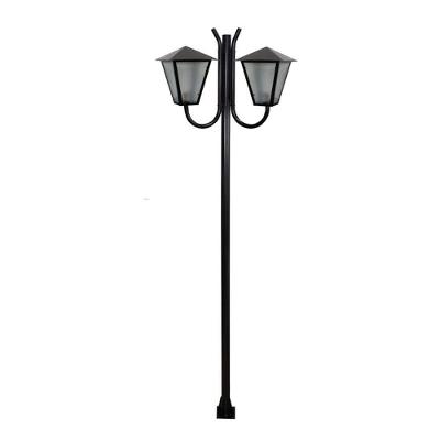 Poste de Jardim L045OM Luminária Romana Dupla 200cm Preto Ouro Minas
