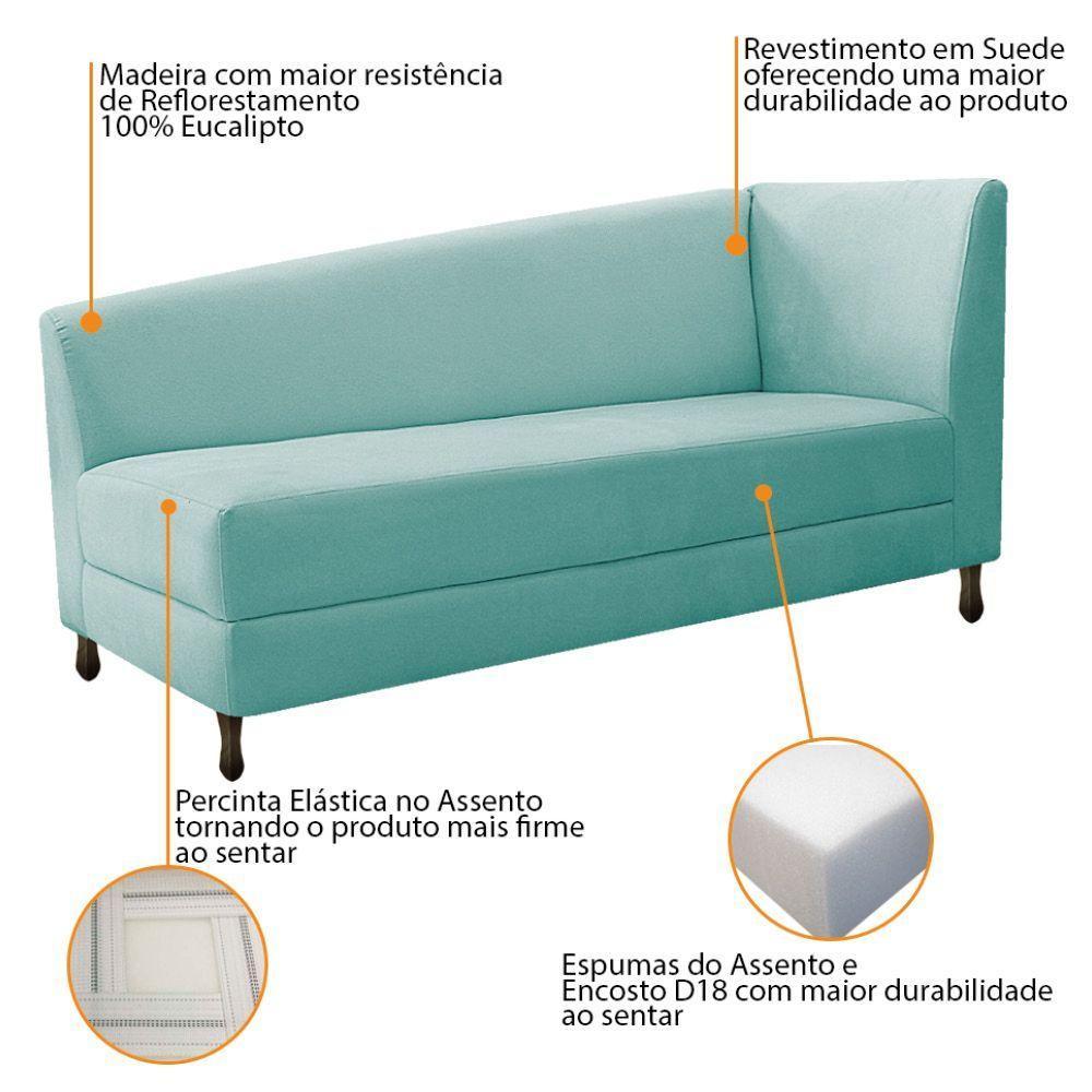 Kit Diva Heitor 160Cm Lado Esquerdo E 02 Poltronas Luiza Suede - Amarena Móveis Azul Tiffany - 3