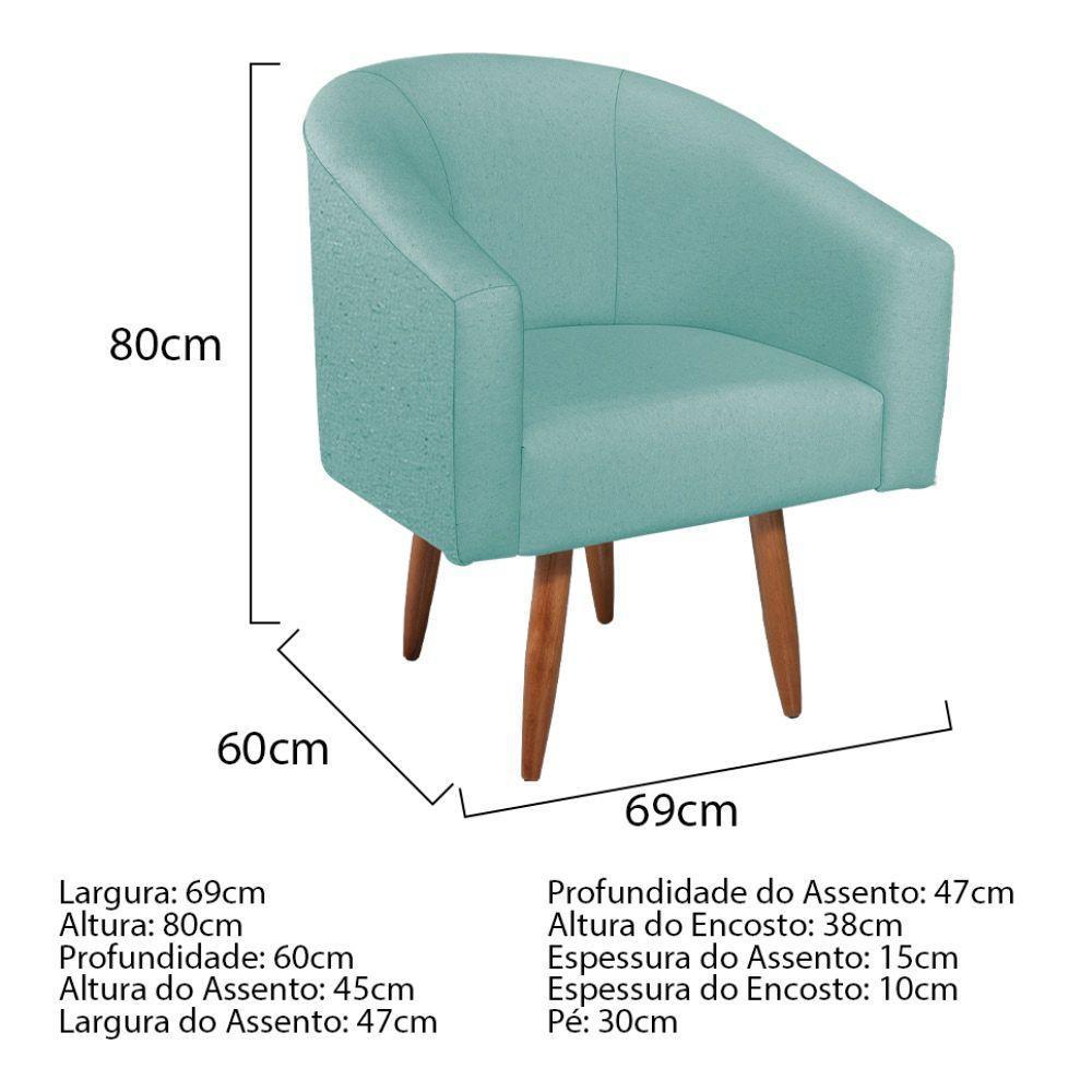 Kit Diva Heitor 160Cm Lado Esquerdo E 02 Poltronas Luiza Suede - Amarena Móveis Azul Tiffany - 4