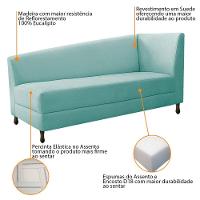 Kit Diva Heitor 160Cm Lado Esquerdo E 02 Poltronas Luiza Suede - Amarena Móveis Azul Tiffany - 3