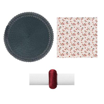 Kit de Mesa Posta 4 Lugares Lace Cherry com Jogo Americano e Guardanapo Copa & Cia